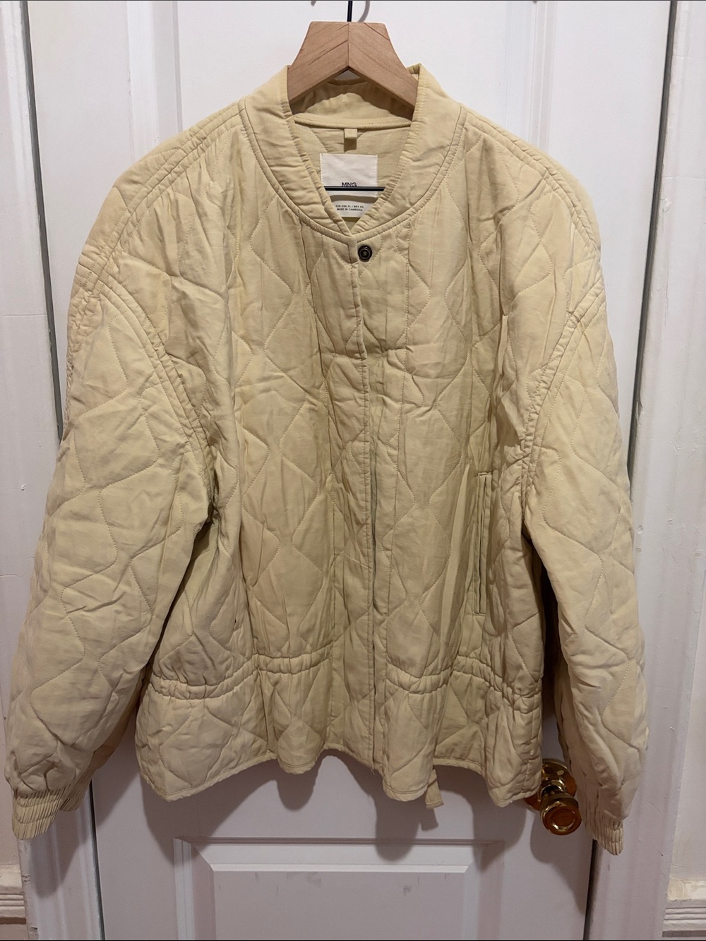 Mango Quilted Bomber, Butter